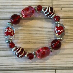 Glass bead Love stretch bracelet pretty and fun great gift